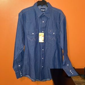 Mens Wrangler Denim Work Shirt